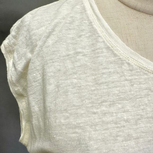 Swildens ivory linen slub lagenlook basic short sleeve boxy tee shirt size large - Picture 6 of 15